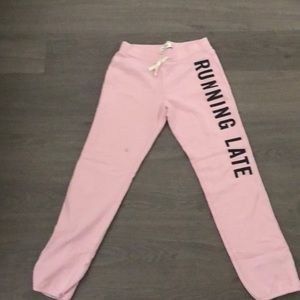 “Running Late” light pink joggers